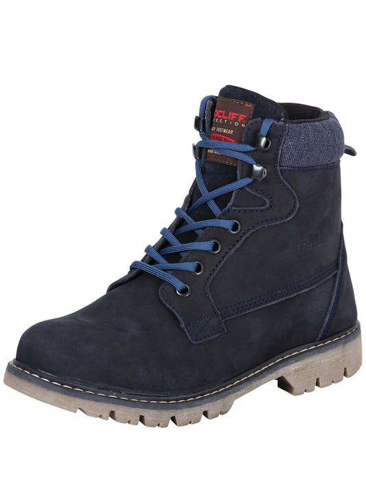 Nubuck Leather Soft Toe Lace-Up Work Boots for Women/Youth 'Procliff Protection' - ID: 35226 Work Ankle Boots Procliff Protection Navy