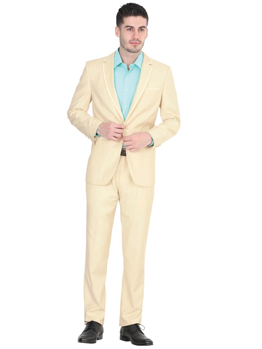 Plain Ivory Suit for Men 'El General' - ID: 40295 Dress Suit El General Ivory