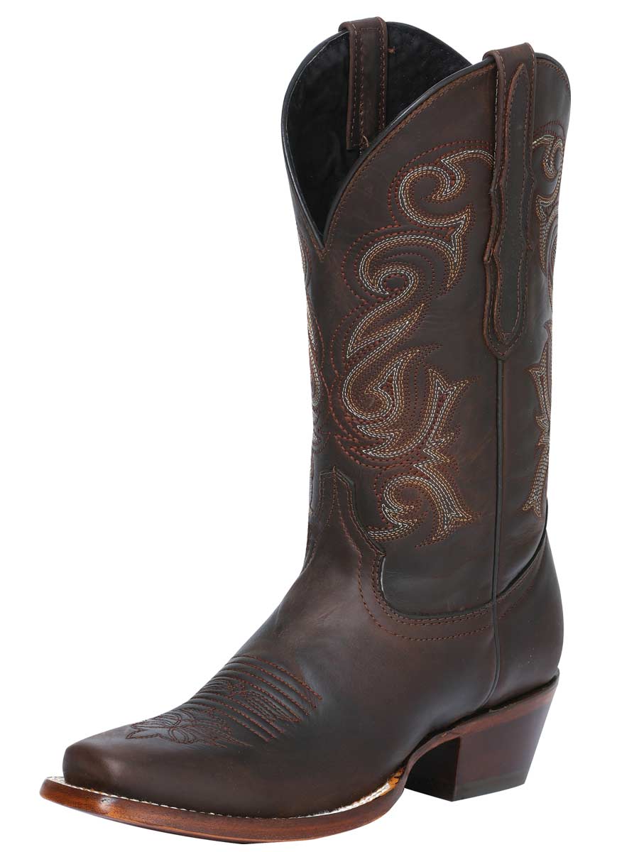 Classic Genuine Leather Rodeo Cowboy Boots for Women 'El General' - ID: 40661 El General Choco Genuine Leather Rodeo Boots