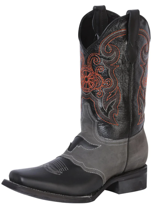 Rodeo Cowboy Boots with Genuine Leather Mask for Men 'El General' - ID: 40668 Cowboy Boots El General Black/Grey