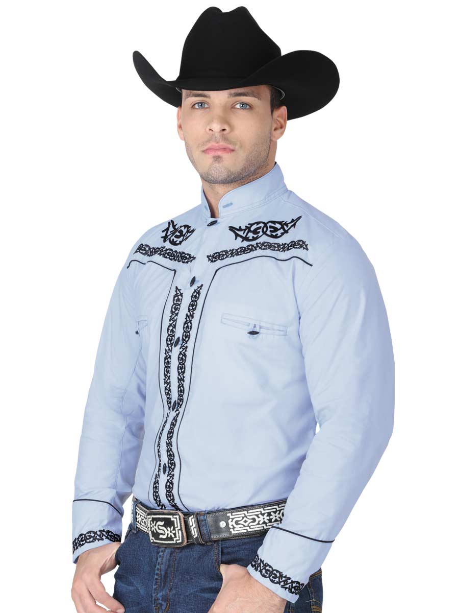 Camisa Vaquera Charra Bordada Manga Larga Western Shirt Don Max Western