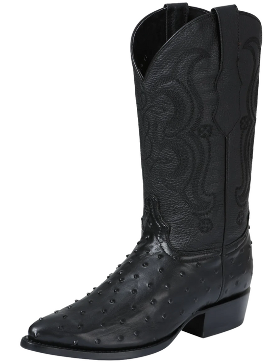 Imitation Ostrich Cowboy Boots Engraved in Cowhide Leather for Men 'El Señor de los Cielos' - ID: 40836 Cowboy Boots El Señor de los Cielos Black