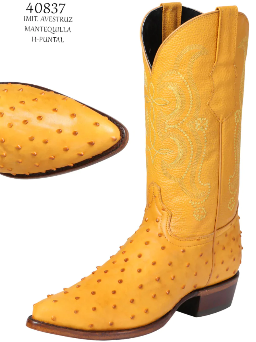 Cowboy Boots Imitation Ostrich Engraving in Cow Leather for Men 'The Lord of the Skies' - ID: 40837
