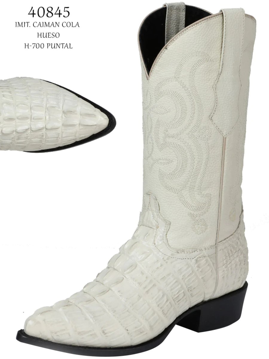 Cowboy Boots Imitation of Caiman Tail Engraving in Cow Leather for Men 'The Lord of the Skies' - ID: 40845