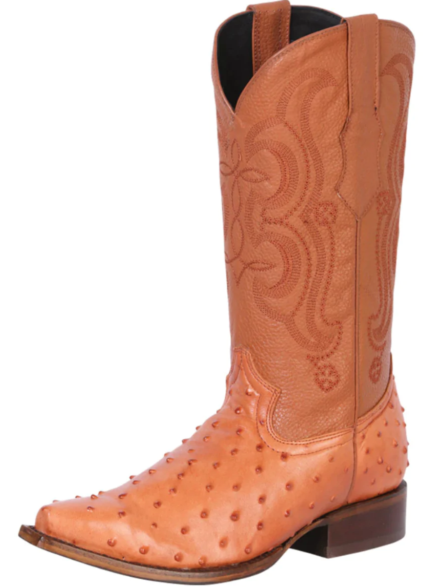 Imitation Ostrich Cowboy Boots Engraved in Cowhide Leather for Men 'El Señor de los Cielos' - ID: 40847 Cowboy Boots El Señor de los Cielos Cognac