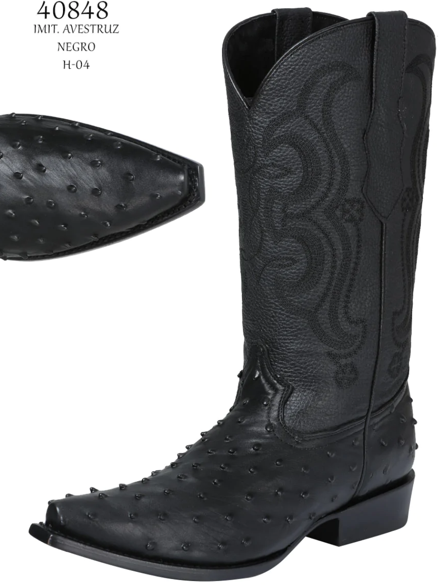Cowboy Boots Imitation Ostrich Engraving in Cow Leather for Men 'The Lord of the Skies' - ID: 40848