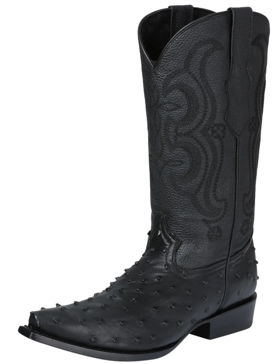 Imitation Ostrich Cowboy Boots Engraved in Cowhide Leather for Men 'El Señor de los Cielos' - ID: 40848 Cowboy Boots El Señor de los Cielos Black