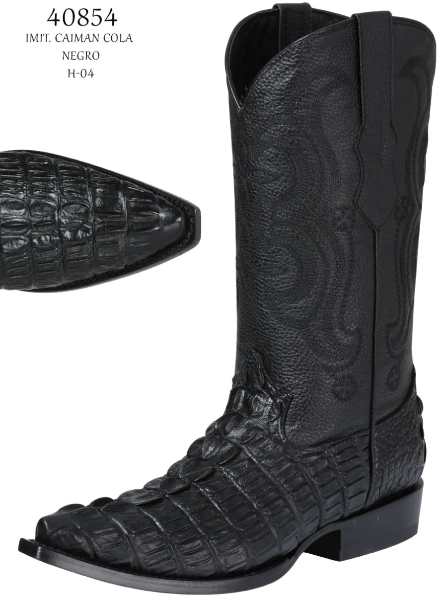 Cowboy Boots Imitation of Caiman Tail Engraving in Cow Leather for Men 'The Lord of the Skies' - ID: 40854