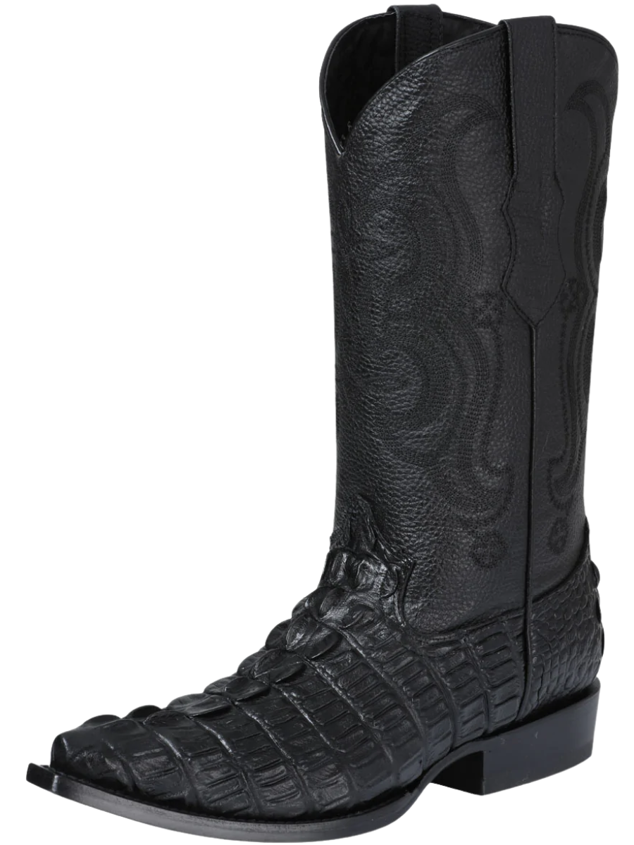 Cowboy Boots Imitation of Caiman Cola Engraved in Cowhide Leather for Men 'El Señor de los Cielos' - ID: 40854 Cowboy Boots El Señor de los Cielos Black