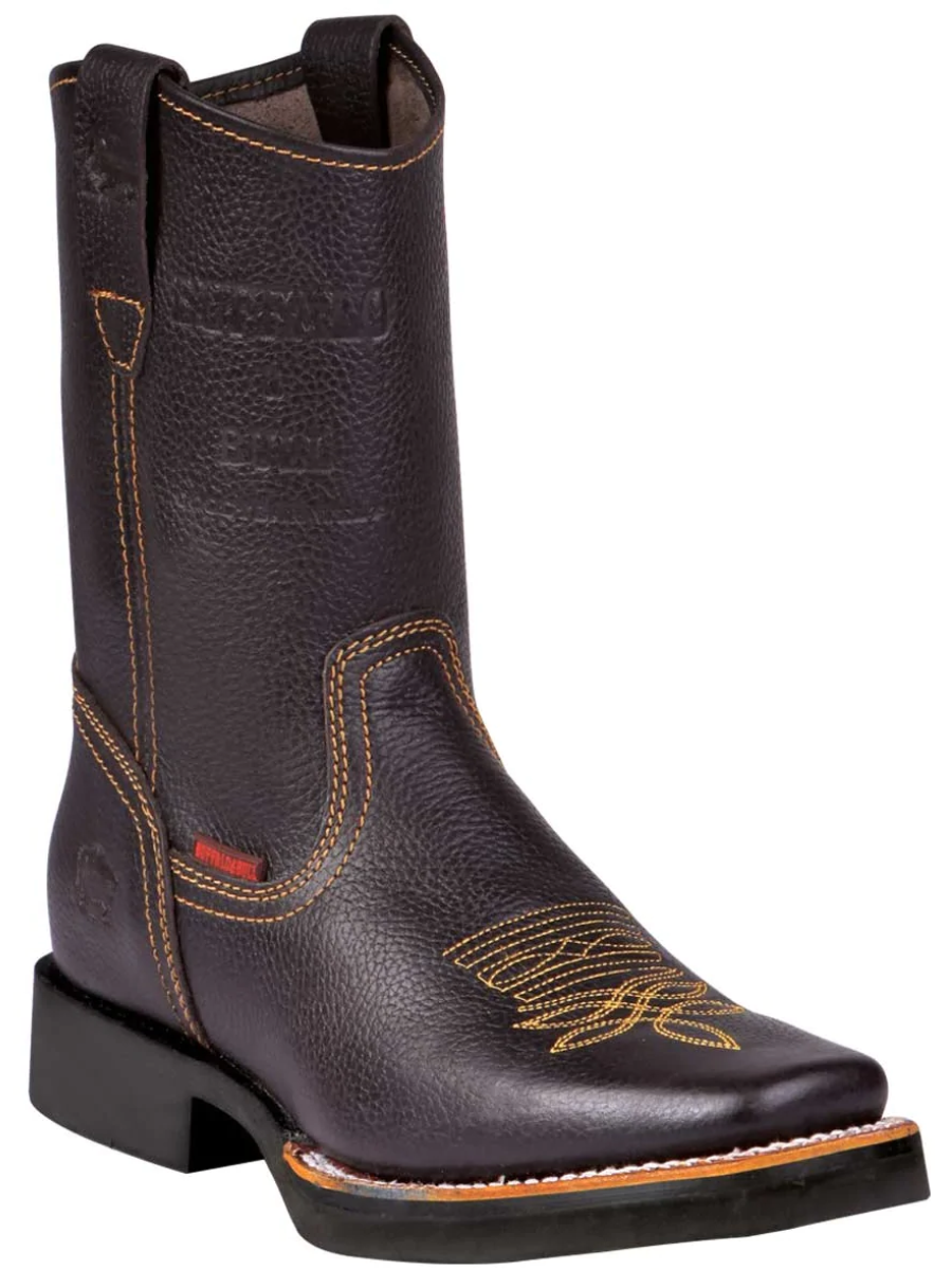 Classic Genuine Leather Rodeo Cowboy Boots for Men 'Buffalo & Bull' - ID: 40946