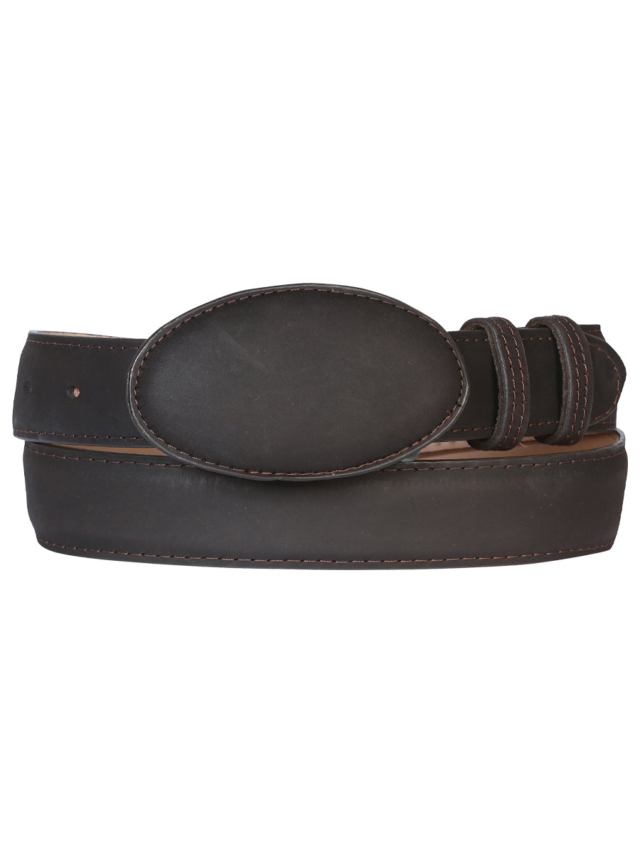 Genuine Leather Cowboy Belt for Women with Oval Buckle, 1 1/2" Width 'El General' - ID: 41100