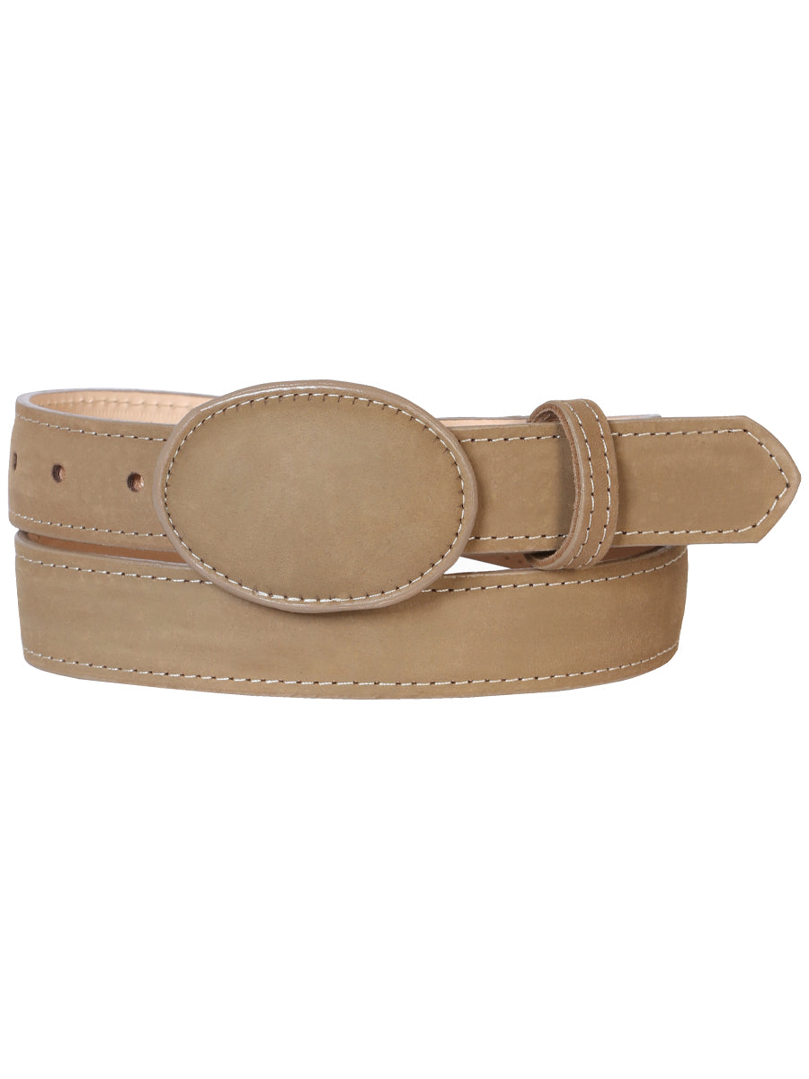 Genuine Leather Cowboy Belt for Women with Oval Buckle, 1 1/2" Width 'El General' - ID: 41101