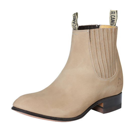 Botines Charros Clasicos de Piel Nobuck para Mujer/Joven 'El Canelo' - Unisex's Nubuck Leather Classic Pull-On Chelsea Ankle Boots 'El Canelo' - ID: 41421