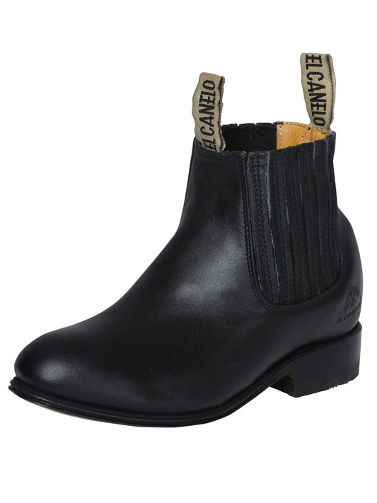 Kids - Classic Genuine Leather Charros Boots for Children 'El Canelo' - ID: 41426 Chelsea Boots El Canelo Black