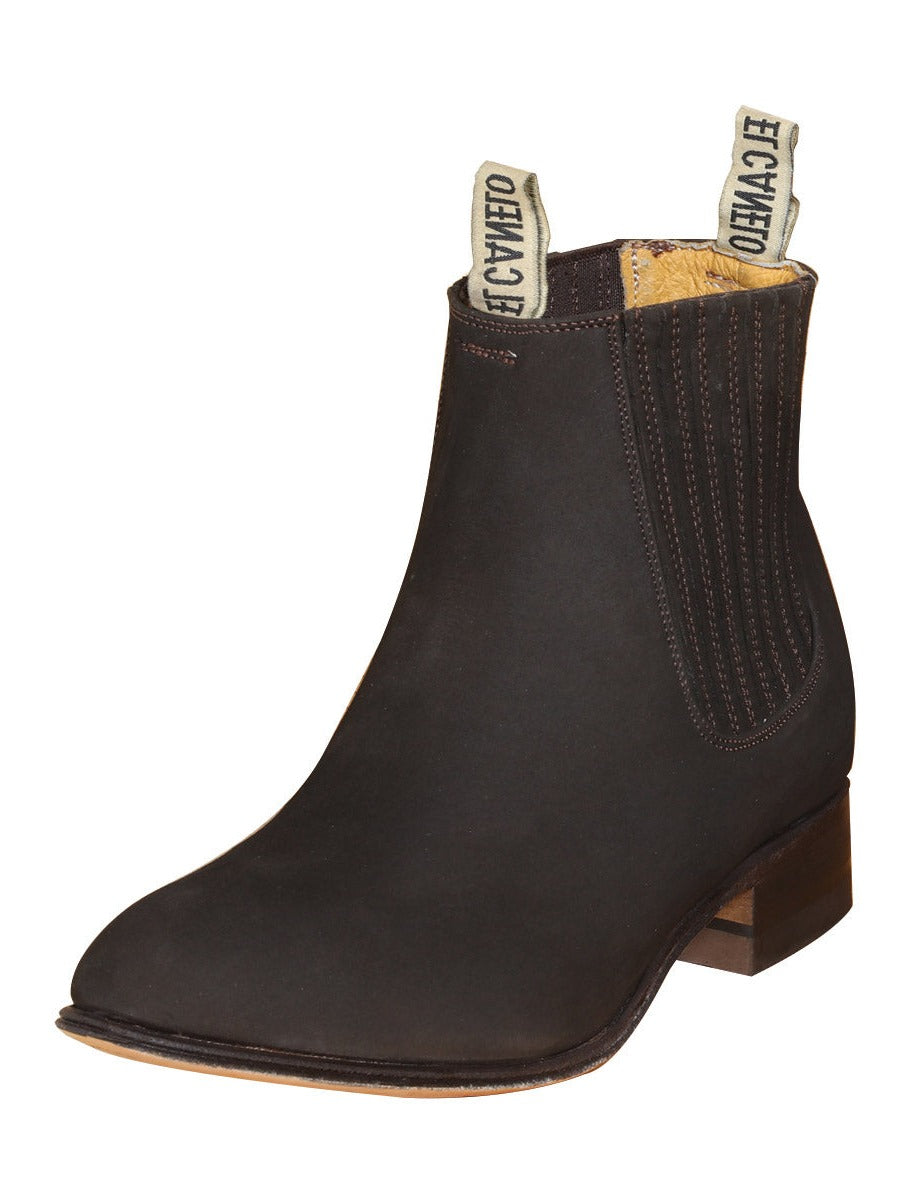 Botines Charros Clasicos de Piel Nobuck para Mujer/Joven 'El Canelo' - Unisex's Nubuck Leather Classic Pull-On Chelsea Ankle Boots 'El Canelo' - ID: 41427