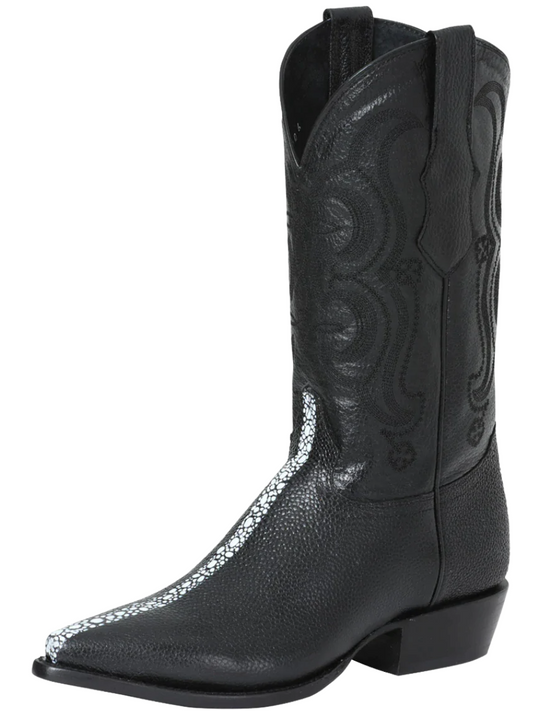 Cowboy Boots Imitation of Stingray P/C Engraved in Cowhide Leather for Men 'El Señor de los Cielos' - ID: 41528 Cowboy Boots El Señor de los Cielos Black
