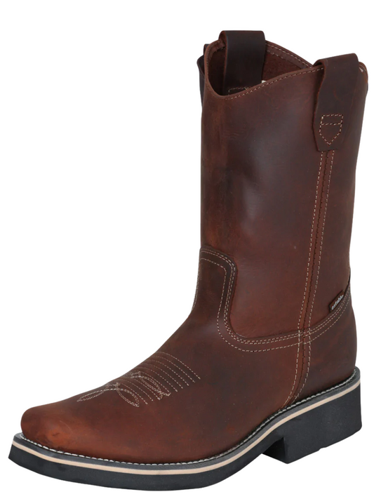 Men's Genuine Leather Soft Toe Pull-On Tube Rodeo Work Boots 'Establo' - ID: 41531 Work Boots Establo Cafe