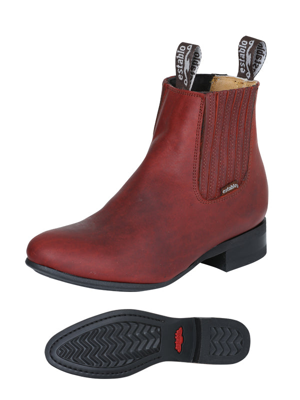 Botines Charros Clasicos de Piel Genuina para Hombre 'Establo' - Men's Genuine Leather Classic Pull-On Chelsea Ankle Boots 'Establo' - ID: 41554