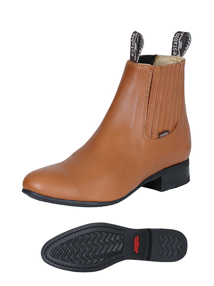 Botines Charros Clasicos de Piel Genuina para Hombre 'Establo' - Men's Genuine Leather Classic Pull-On Chelsea Ankle Boots 'Establo' - ID: 41555