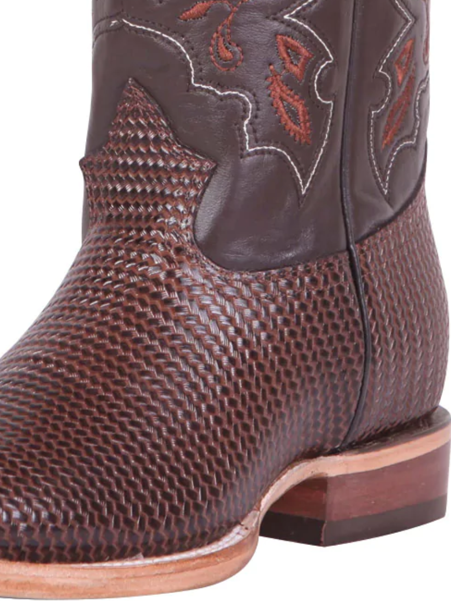 Classic Engraved Leather Rodeo Cowboy Boots for Men 'El General' - ID: 41791