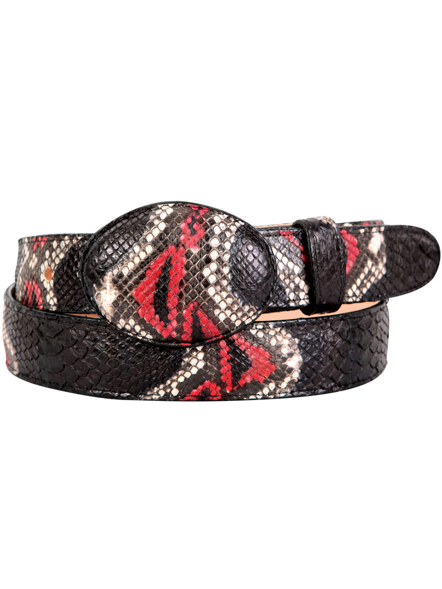 Original Python Exotic Cowboy Belt for Men with Oval Buckle, 1 1/2" Width 'El General' - ID: 41891
