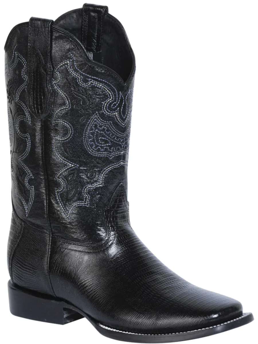 Rodeo Cowboy Boots Imitation of Lizard Engraved in Cowhide Leather for Men 'El General' - ID: 41904