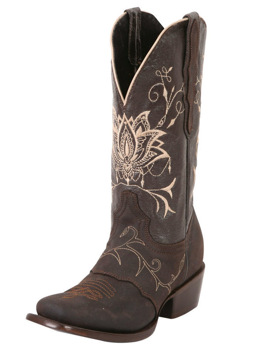 Botas Vaqueras Rodeo con Antifaz de Piel Genuina para Mujer 'El General' - Women's Genuine Leather Saddle Western Cowgirl Boots 'El General' - ID: 42030