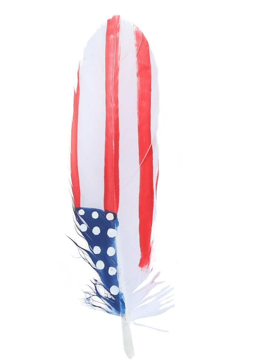 Pluma para Sombrero de Bandera de USA Pintada a Mano de Ave Real 'El General' - ID: 42038 Hat Feather El General Multicolor