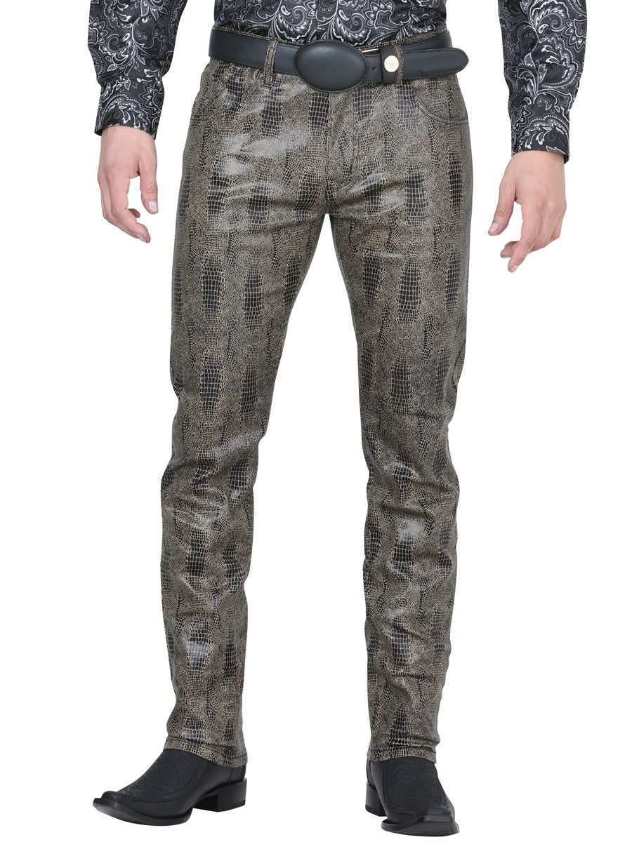 Khaki Viper Print Casual Pants for Men 'The Lord of the Skies' - ID: 42109