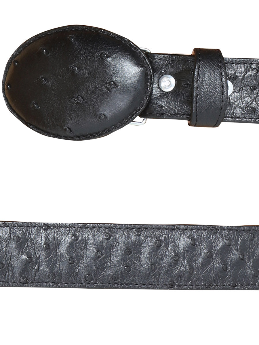 Original Ostrich Exotic Cowboy Belt for Men with Oval Buckle, 1 1/2" Width '100 Years' - ID: 42161