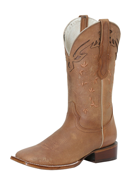Classic Genuine Leather Rodeo Cowboy Boots for Women 'The Red Rose of Texas' - ID: 42258 Cowgirl Boots The Red Rose of Texas Honey