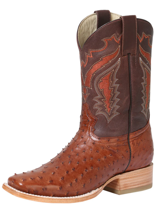 Original Ostrich Exotic Rodeo Cowboy Boots for Men '100 Years' - ID: 42770 Cowboy Boots 100 Years Brandy