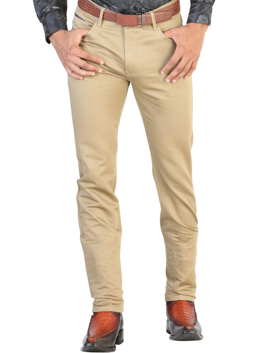 Khaki Plain Cowboy Pants for Men 'Centenario' - ID: 42849