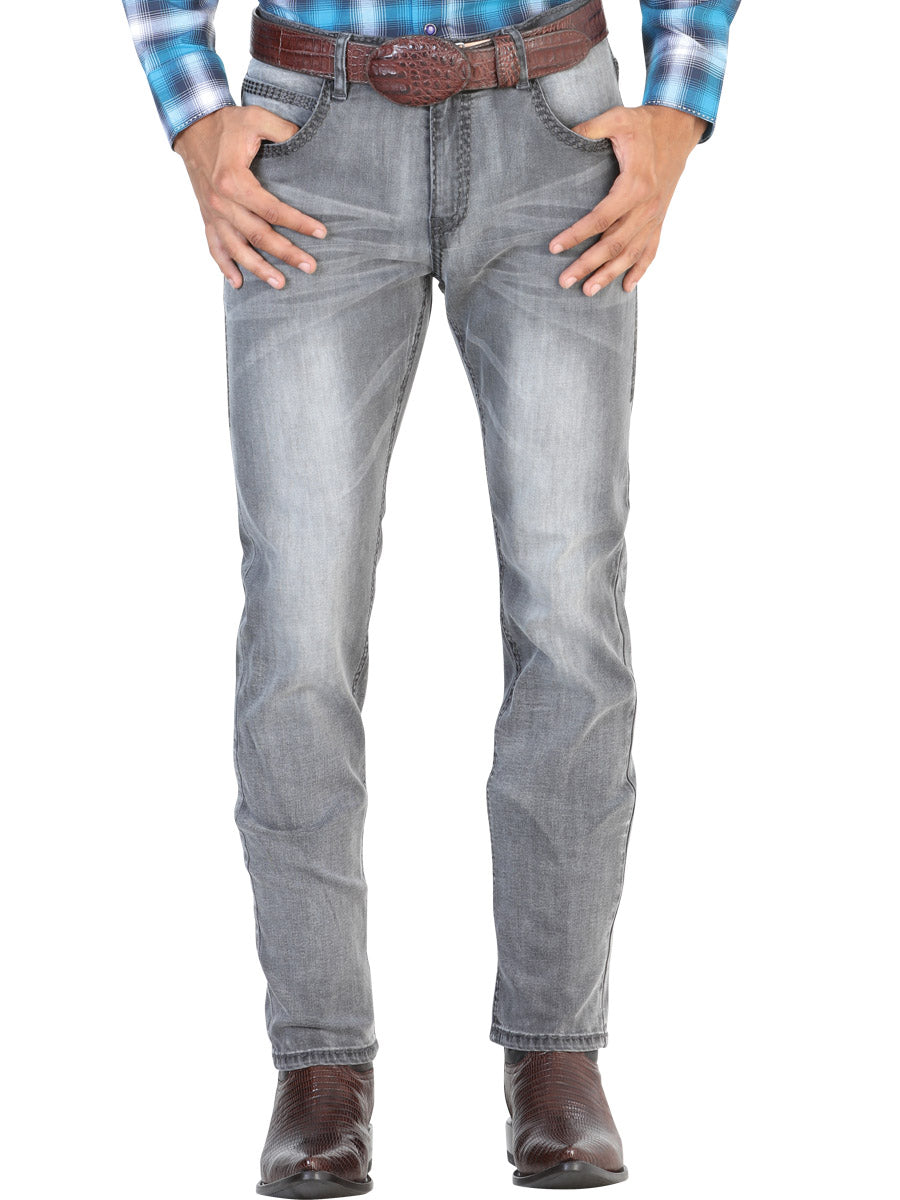 Pantalon de Mezclilla Stretch Piedra Deslavado para Hombre 'Centenario' - ID: 42856