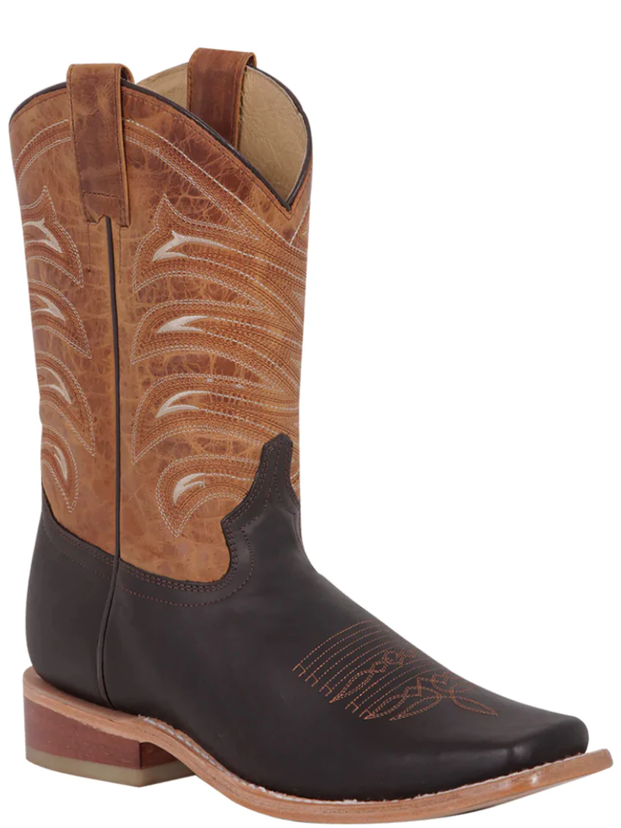 Classic Genuine Leather Rodeo Cowboy Boots for Men 'El General' - ID: 42992