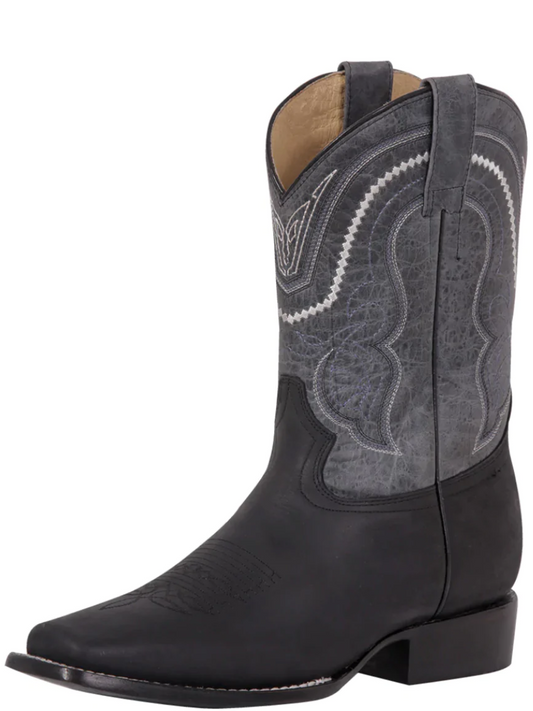 Classic Genuine Leather Rodeo Cowboy Boots for Men 'El General' - ID: 42998 Cowboy Boots El General Black