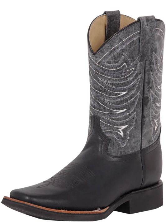 Classic Genuine Leather Rodeo Cowboy Boots for Men 'El General' - ID: 43002 Cowboy Boots El General Black