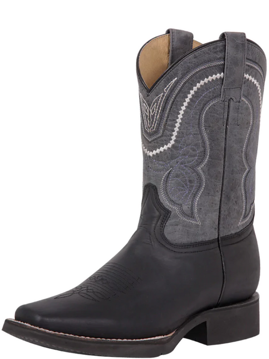 Classic Genuine Leather Rodeo Cowboy Boots for Men 'El General' - ID: 43006 Cowboy Boots El General Black