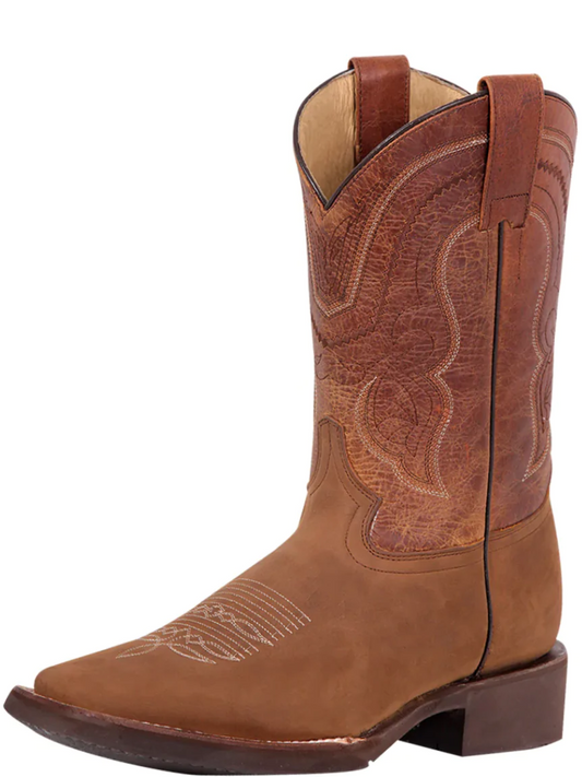 Classic Genuine Leather Rodeo Cowboy Boots for Men 'El General' - ID: 43011 Cowboy Boots El General Tan