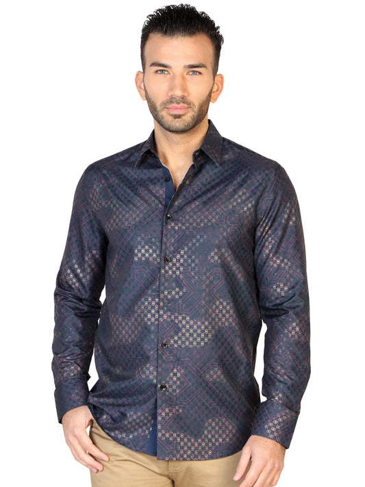 Carbon Printed Long Sleeve Casual Shirt for Men 'El General' - ID: 43116