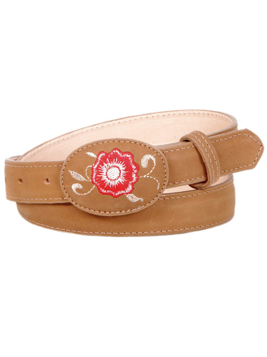 Genuine Leather Cowboy Belt for Women with Oval Buckle, 1 1/2" Width 'El General' - ID: 43206