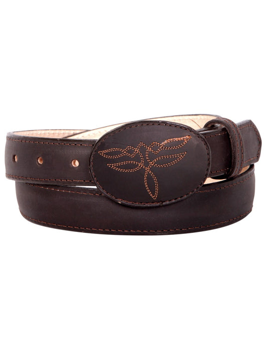 Genuine Leather Cowboy Belt for Women with Oval Buckle, 1 1/2" Width 'El General' - ID: 43215