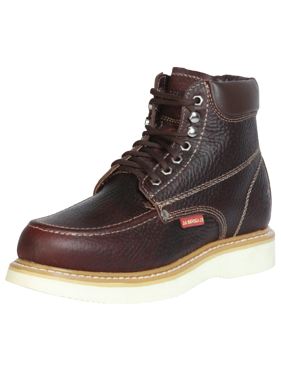 Genuine Leather Soft Toe Lace-up Work Boots for Men 'El General' - ID: 43409