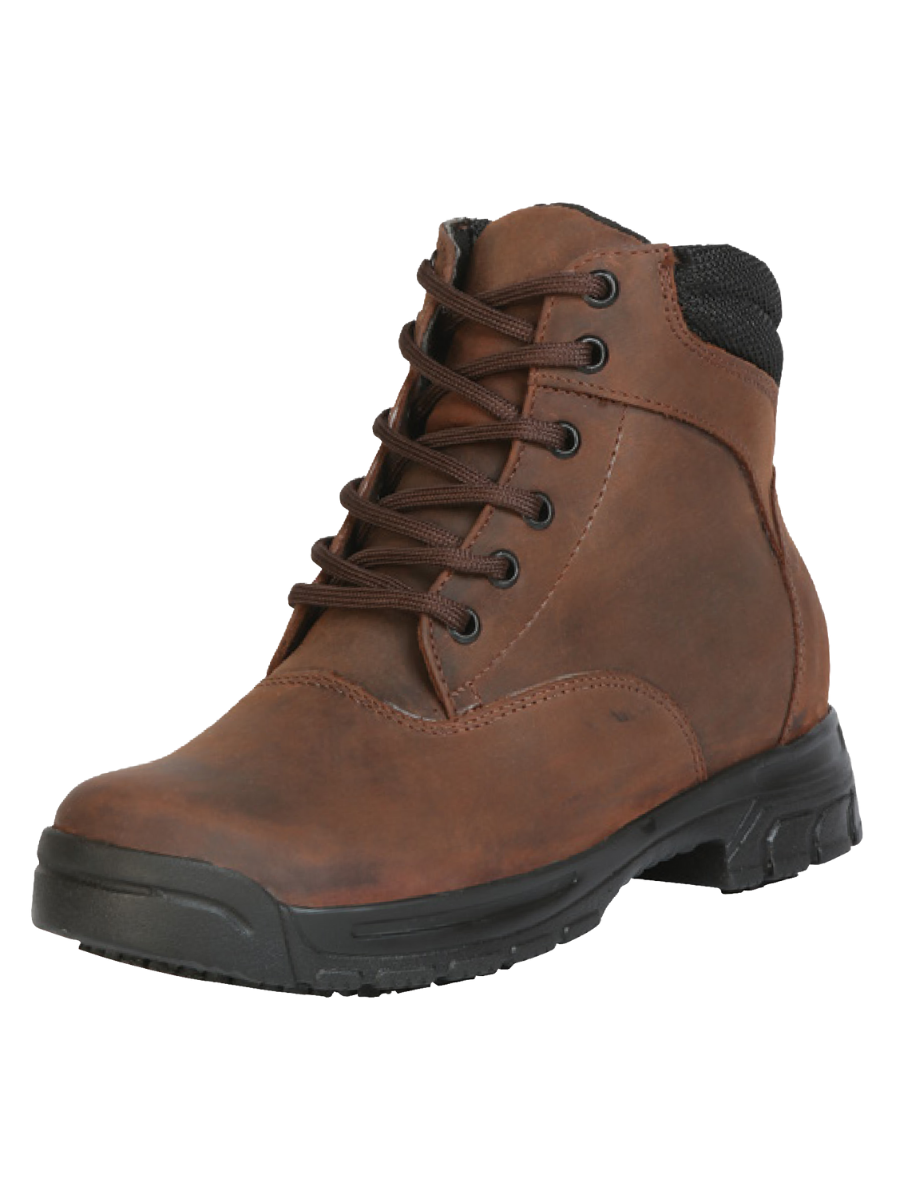 Casual Ankle Boots with Genuine Leather Lace-Ups for Women/Youth 'El General' - ID: 43608 El General Lace-Up Ankle Boots Copper