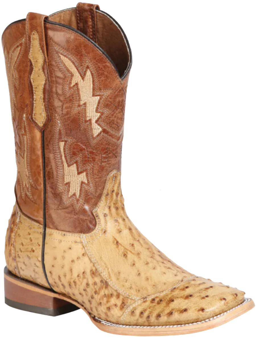 Original Ostrich Neck Exotic Rodeo Cowboy Boots for Men '100 Years' - ID: 43635