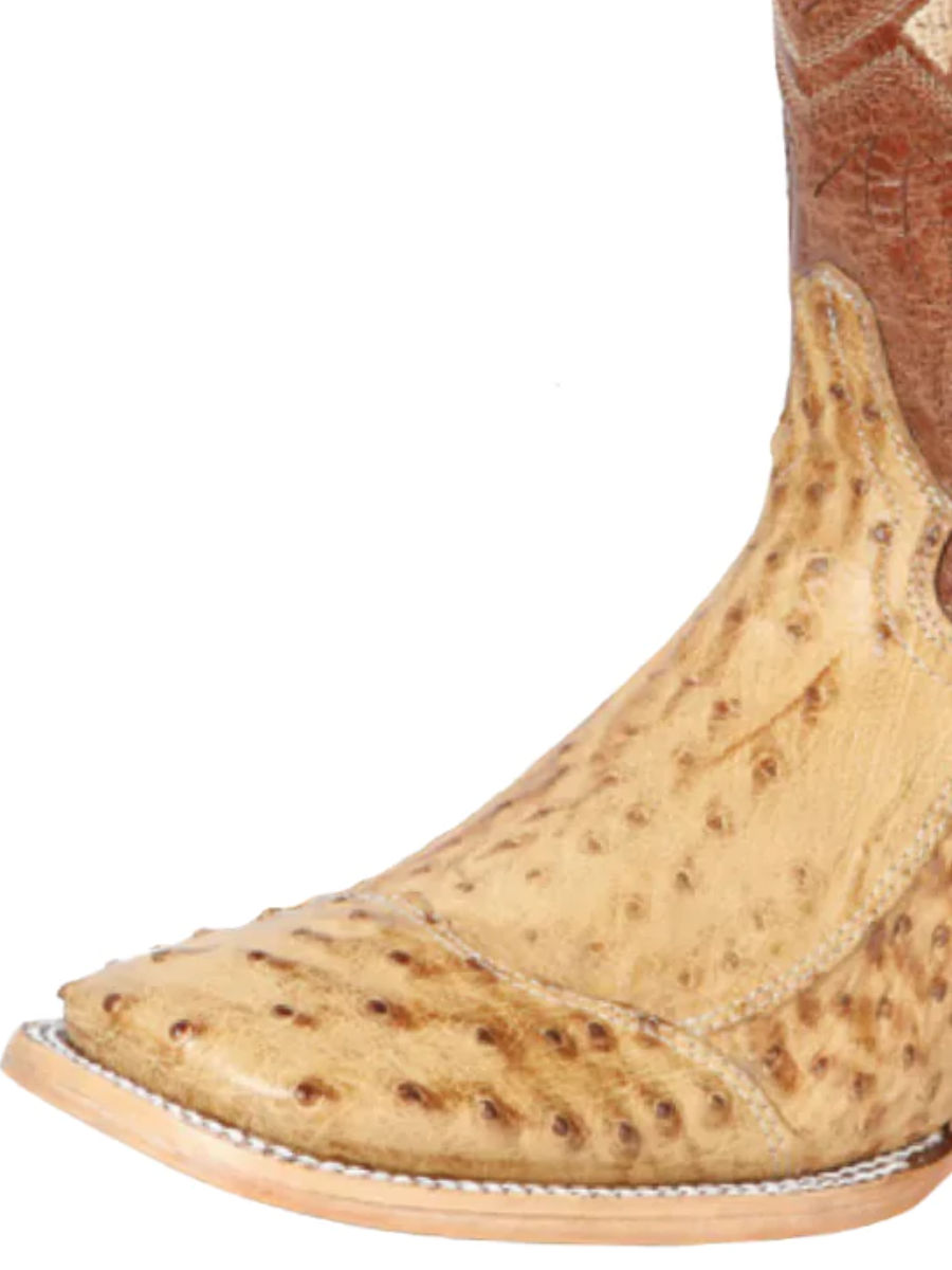 Original Ostrich Neck Exotic Rodeo Cowboy Boots for Men '100 Years' - ID: 43635