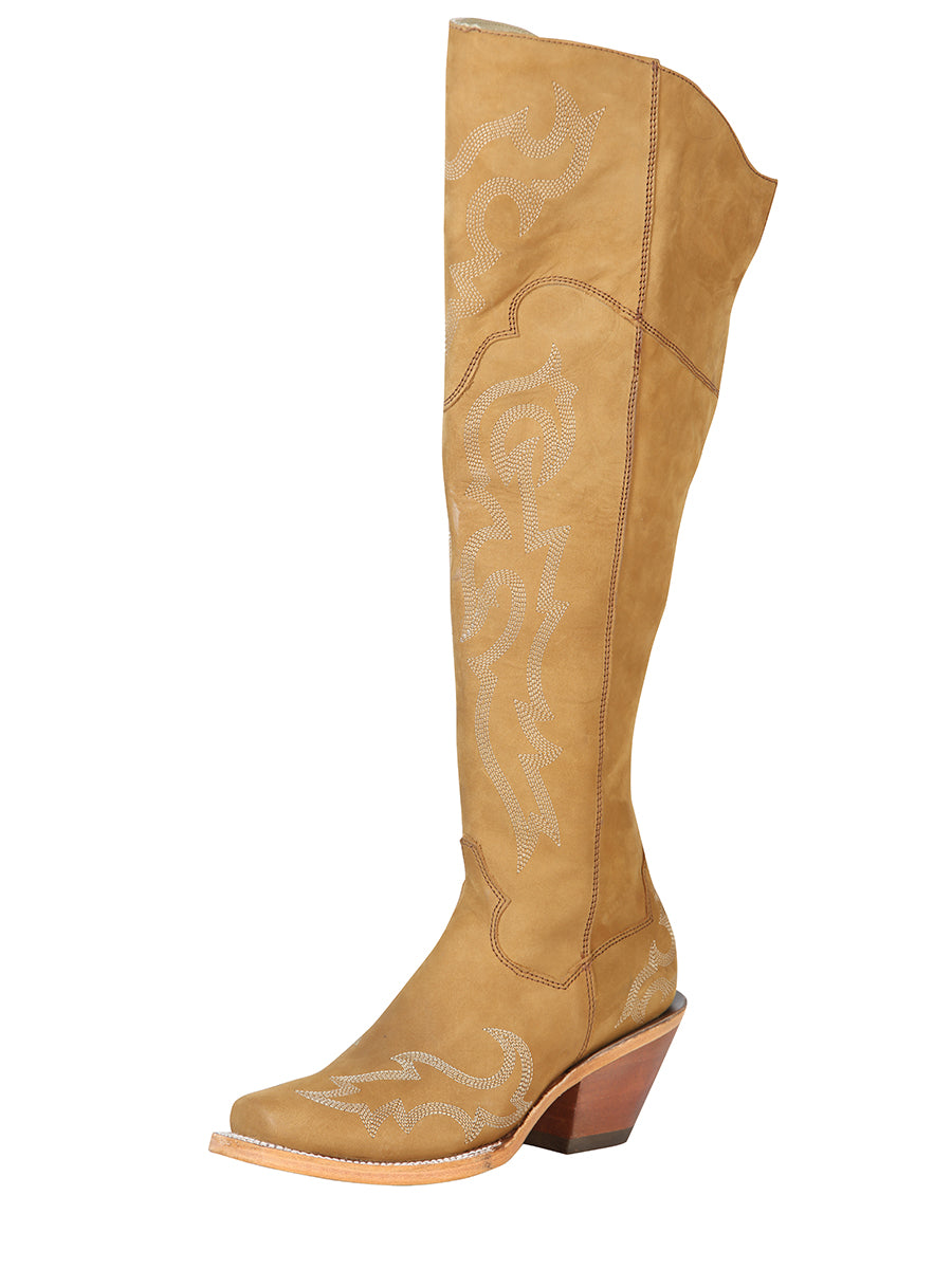 High Nubuck Leather Cowboy Boots for Women 'El General' - ID: 43918 Cowgirl Boots El General Miel