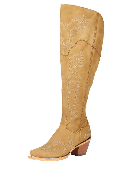 High Nubuck Leather Cowboy Boots for Women 'El General' - ID: 43919 Cowgirl Boots El General Miel