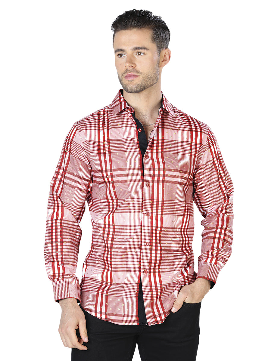 Red / White Printed Long Sleeve Casual Shirt for Men 'The Lord of the Skies' - ID: 44015