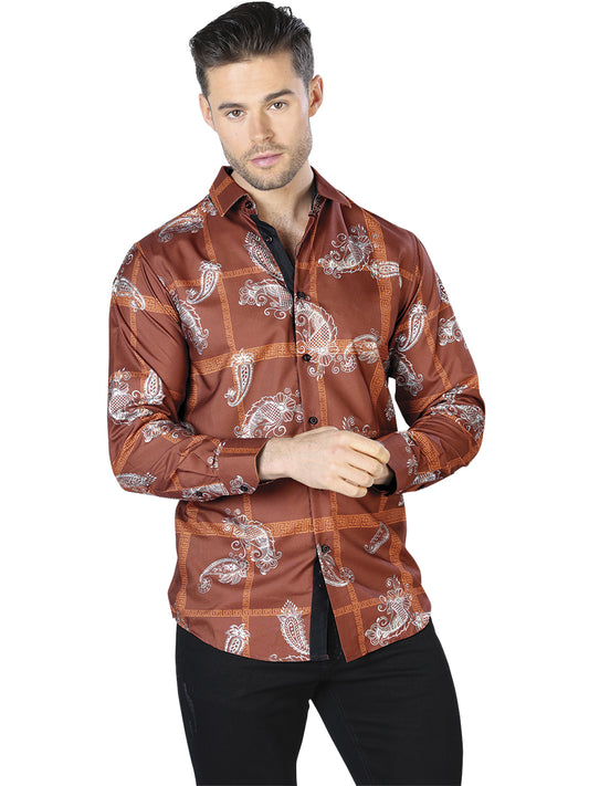 Black / Silver Printed Long Sleeve Casual Shirt for Men 'The Lord of the Skies' - ID: 44025